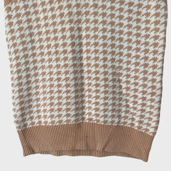 Abercrombie & Fitch Houndstooth Sweater Vest Women's Large Rib-Knit Oversized - Picture 6 of 10